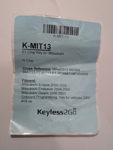 K-MIT-13 Replacement Key Mitsubishi Eclipse, Endeavor, Galant 61 Chip (N Chip) - Picture 2 of 2