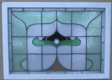 PRETTY ABSTRACT ENGLISH LEADED STAINED GLASS WINDOW TRANSOM 29 3/4" x 21 1/2"