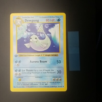 Dewgong 25/102 - 3D 1st Edition SHADOWLESS UNCOMMON - VINTAGE Pokemon Card - NM