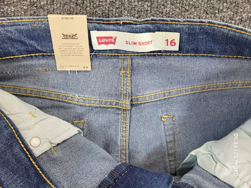 Levi's Slim Fit Denim Shorts Boys 16 Reg 28W Blue Adustable Waist Band Stretch - Picture 5 of 10