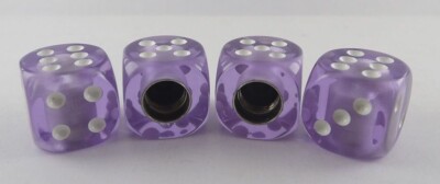 NEW Dice Valve Caps VW Rat Rod Ratrod Car Truck SUV Translucent Purple 4-piece