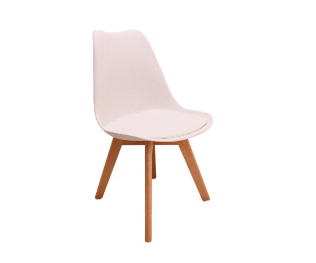 P&N Homewares Lorenzo Tulip Chair Plastic Wood Retro Dining Chairs - White