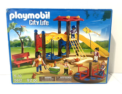 PLAYMOBIL CITY LIFE PLAYGROUND PARK KIDS PLAY SET #5612 92 PCS 5 FIGURES NEW!!