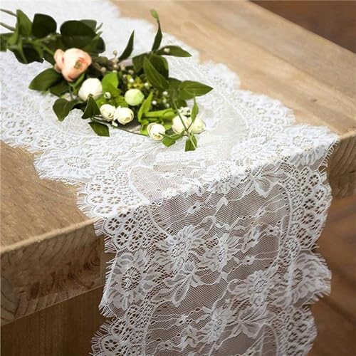 9.8Ft Table Runner-Lace Table Runners for Wedding Bridal Shower Baby White - Picture 2 of 7