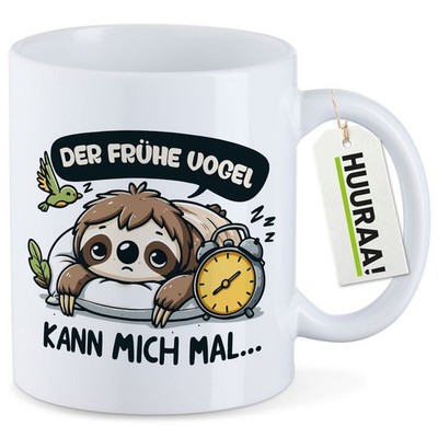 Kaffeetasse Der frühe Vogel kann mich mal Faultier Geschenkidee Der frühe Vogel