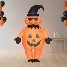 Costume strega zucca tutto il corpo gonfiabile arancione per Halloween, adulti*-*