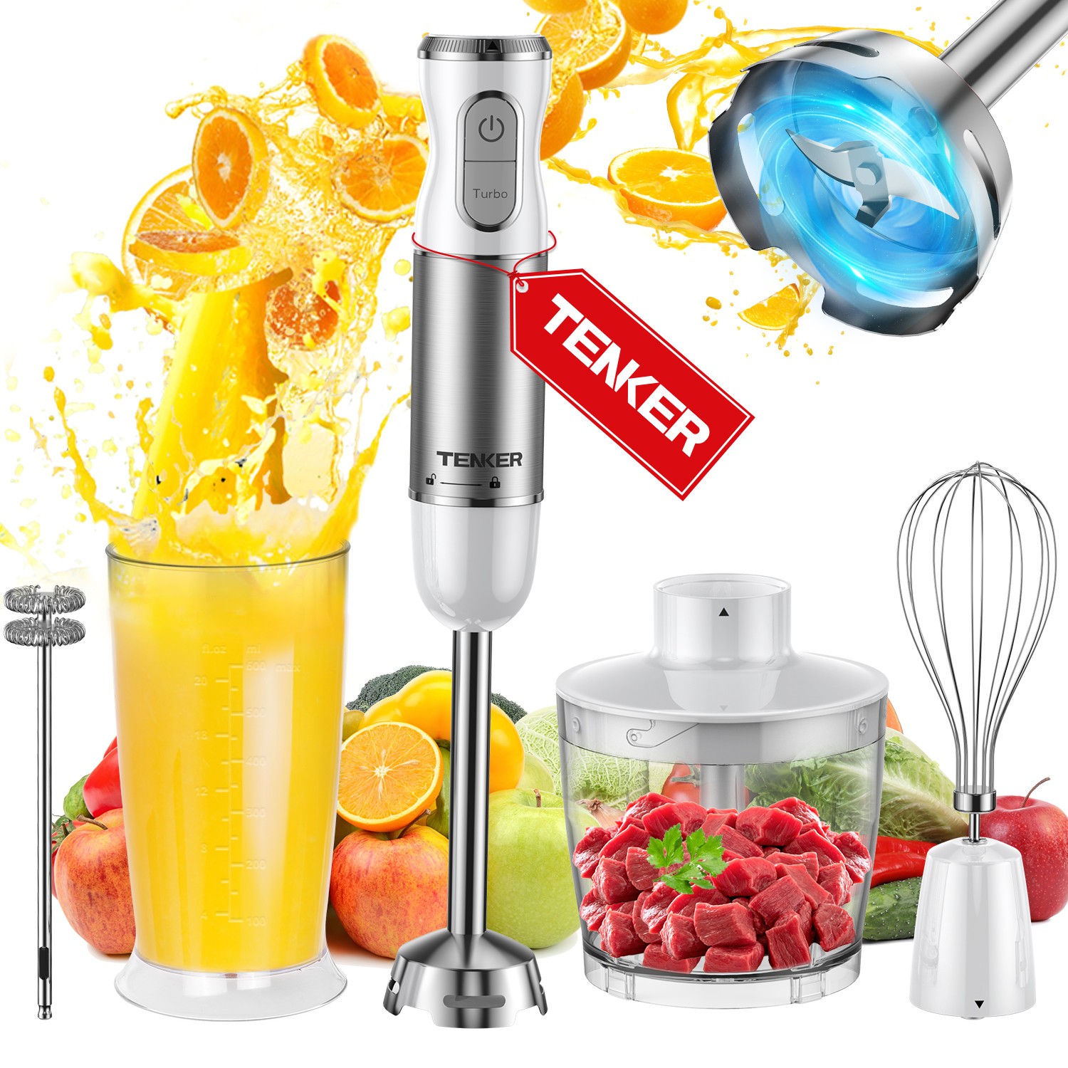 30 Speed Immersion Blender Handheld Blender Electric 1000W H