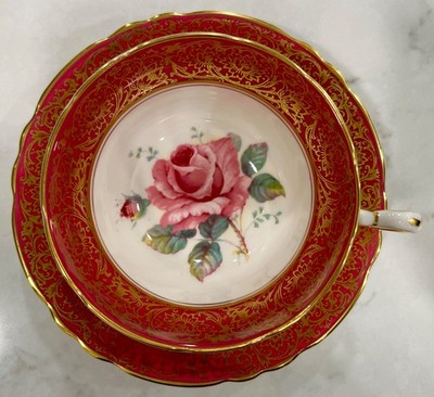 Paragon Double Warrant Large Cabbage Roses Tea Cup & Saucer - Pink