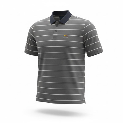 Vintage Greg Norman PGA West Men s Large Cotton Polo Shirt Gray with Pinstripes