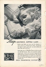 Magazine Ad - 1938 - AT&T / Bell System - Little girl sleeping