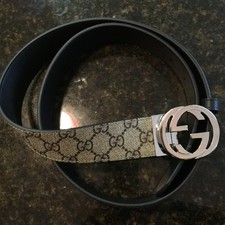 Authentic Gucci Reversible Logo GG Buckle Belt Size 95cm Fits 32-34 Waist