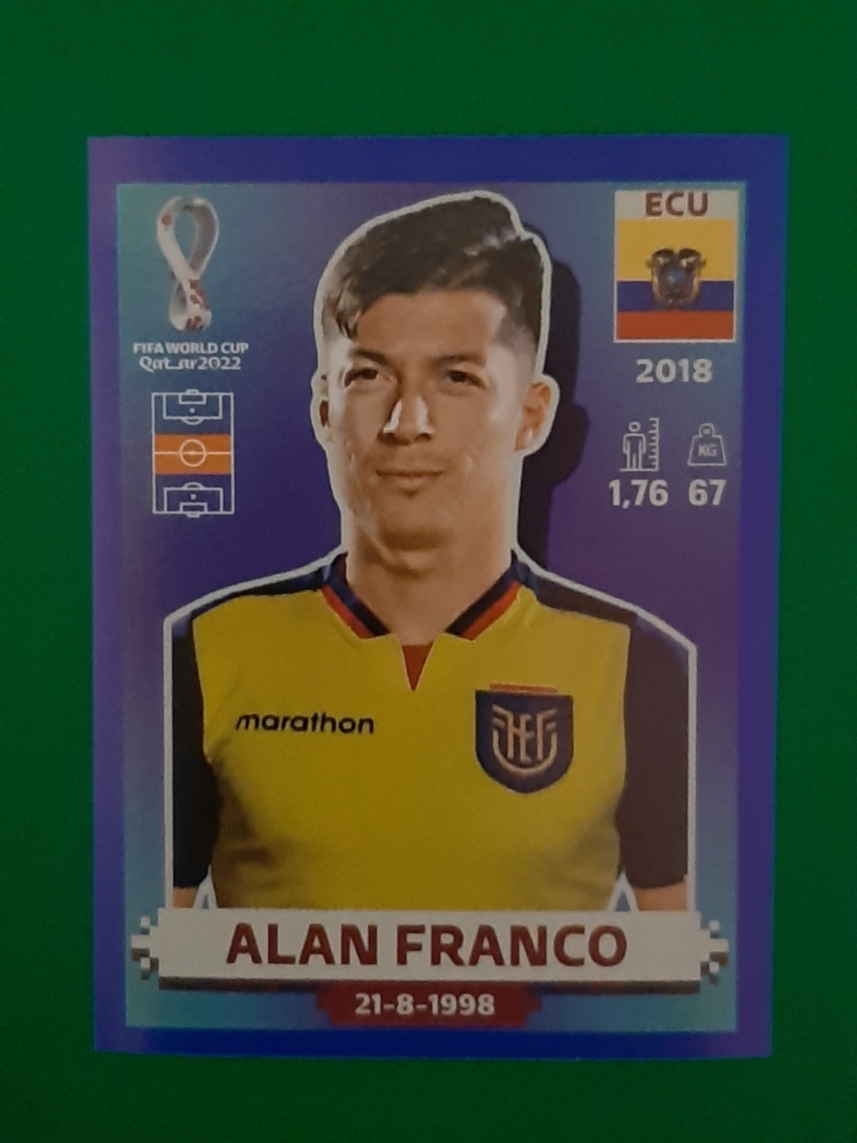 Panini 2022 FIFA World Cup Qatar Sticker Alan Franco Blue Parallel #ECU 12