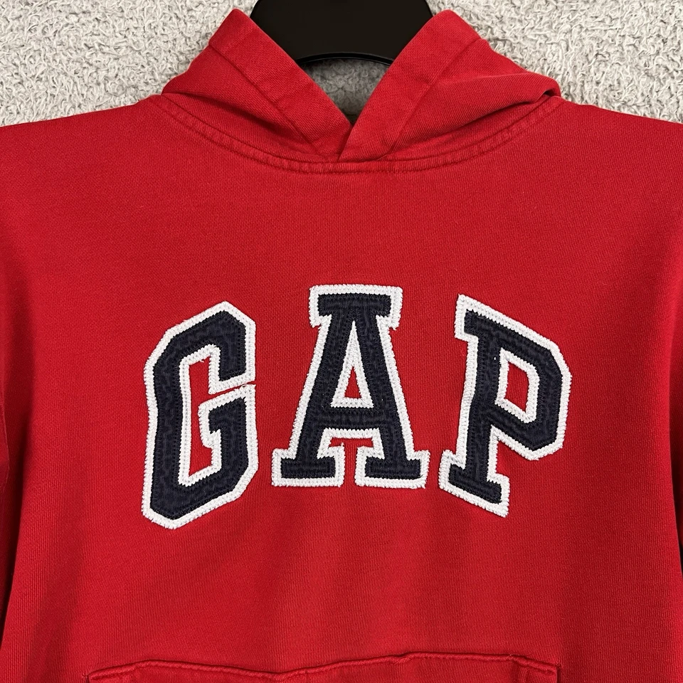Gap Sweatshirt Hoodie YOUTH XXL 14-16 Red with Blue Spell Out Distressed 2011 - Image 4 of 4