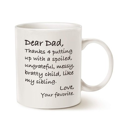 MAUAG Fathers Day Funny Dad Coffee Mug, Dear Dad, Thanks 4 14 Ounces, 11