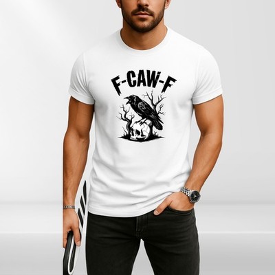 F-CAW-F Lustiges T-Shirt Krähe Rabe Meme Sarkastisch Gothic Halloween Erwachsene