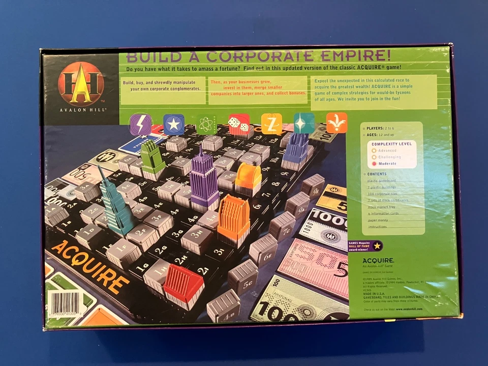 Avalon Hill Adquiere Estrategia Juego de Mesa de Adquisiciones Corporativas 1999 COMPLETO Foto 2 de 4