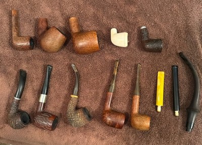 Lot Of 13 Tobacco Pipes & Stems Mixed Lot Preowned Mostly Branded As Shown READ
