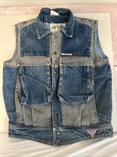 Vintage Guess Jeans 80s Marciano Two Toned Denim Vest Jacket New Wave