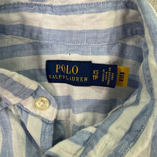 Polo Ralph Lauren Kids Boys Size XS Striped Linen S/S Button Down Shirt Preppy - Picture 3 of 8