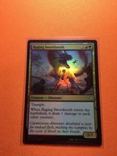 MTG Magic The Gathering Raging Swordtooth LP Foil XLN Gruul Dinosaur 