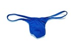 Men's Size L (USA-M) Sheer See Through T-Back Thong - Blue - Waffled Fabric — photo 6