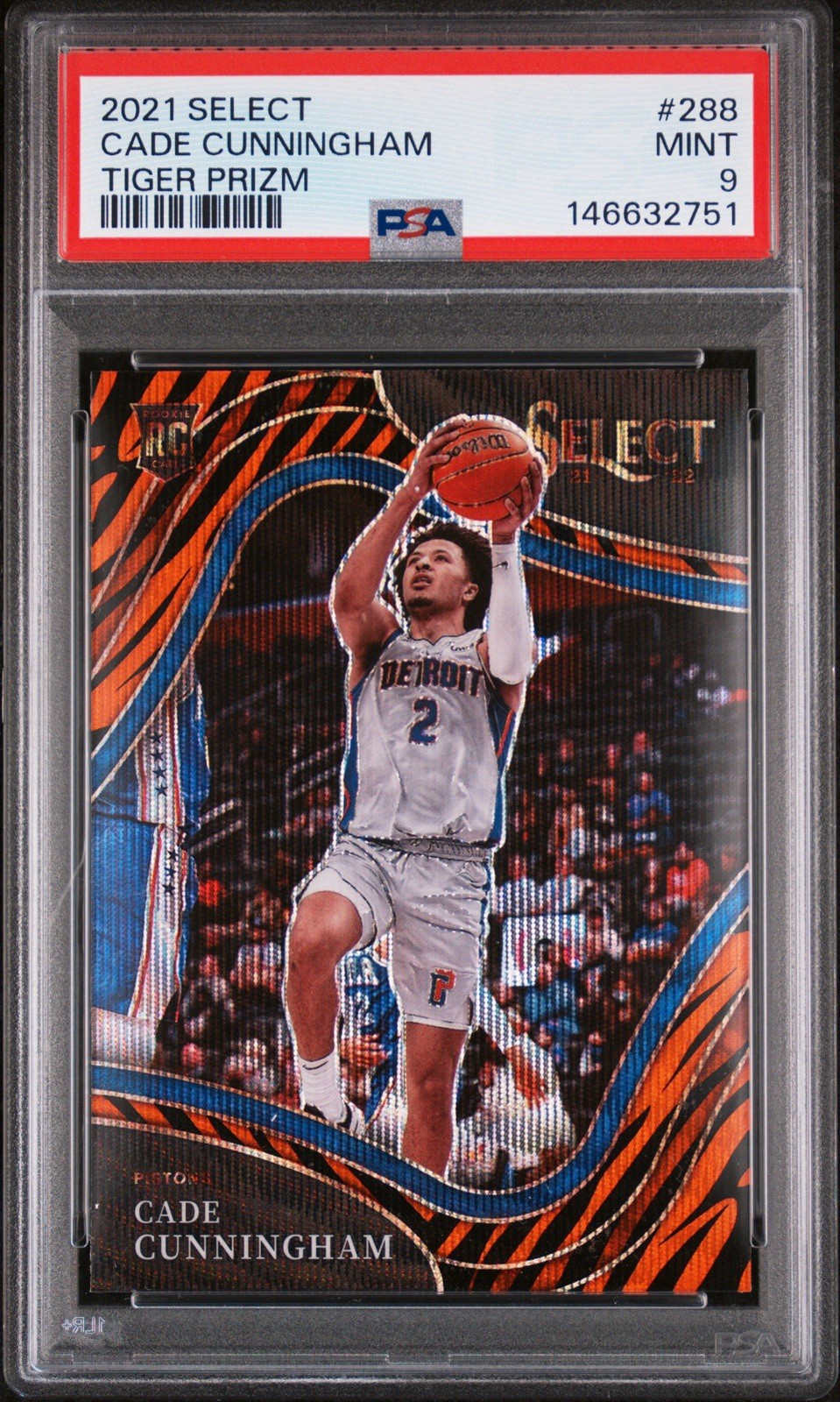 2021 Select Cade Cunningham Rookie Tiger Prizm Courtside Psa 9 SSP #288 Pistons