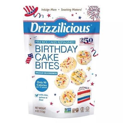 Drizzilicious Mini Rice Cake Bites 250th Birthday Cake Gluten Free 4 oz