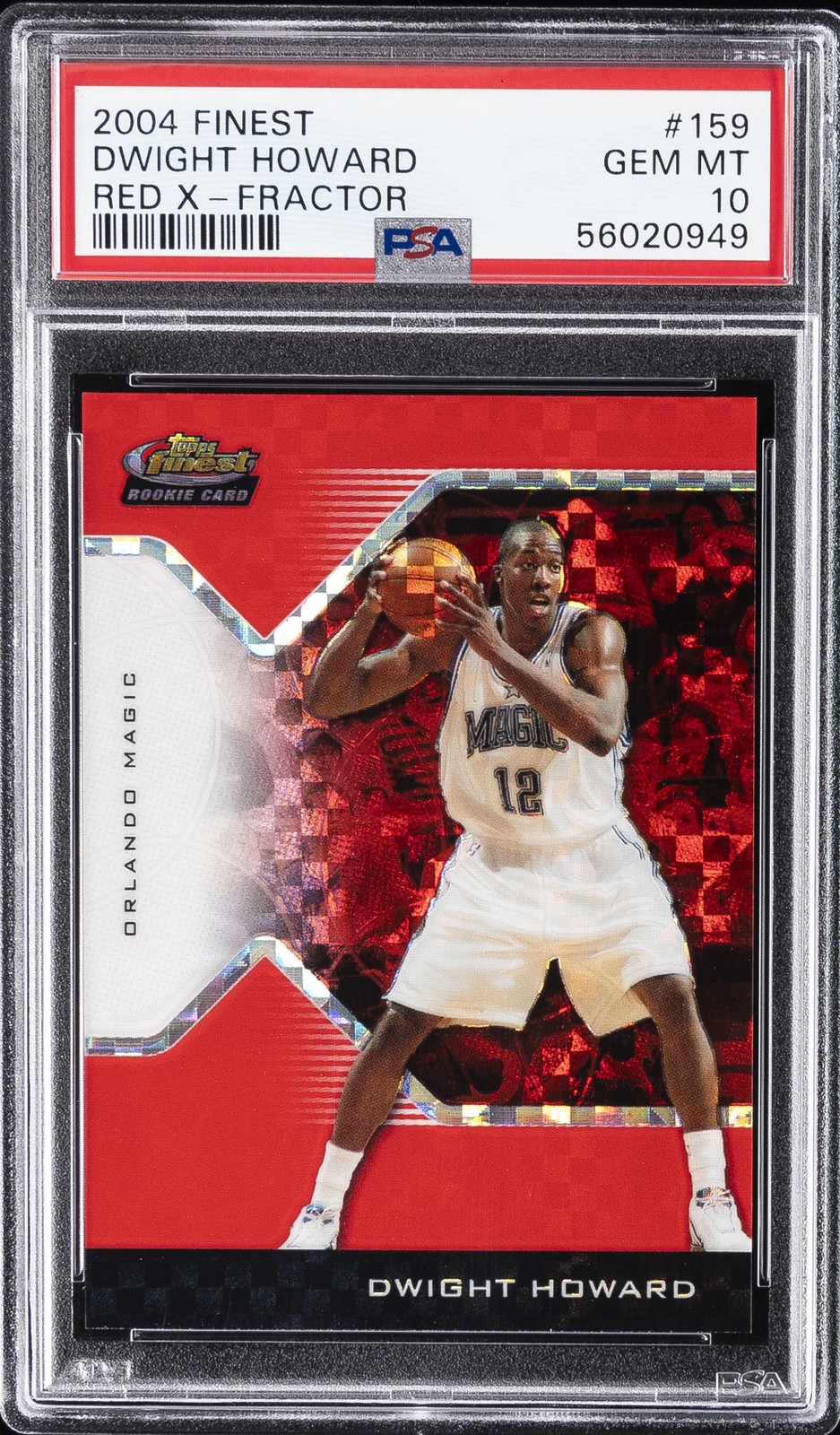 2004 FINEST RED X-FRACTOR #159 DWIGHT HOWARD ROOKIE RC #/99 PSA 10