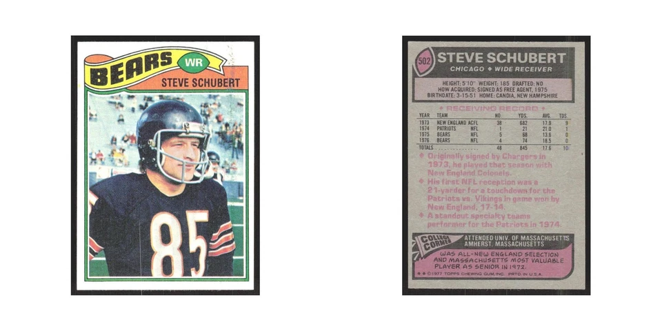 1977 Topps Steve Schubert Bears #502 - Image 3 of 3