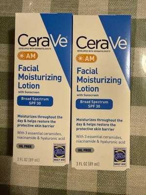 2 Pack CeraVe AM Facial Moisturizing Lotion 3 oz each NEW IN BOX 