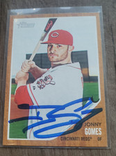 Jonny Gomes Signed 2011 Topps Heritage Baseball Card Reds #148