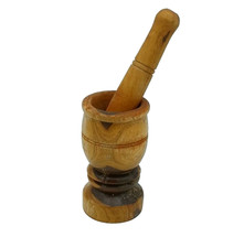 Vintage Handmade Wooden Pestle and Mortar Set Primitive Handturned