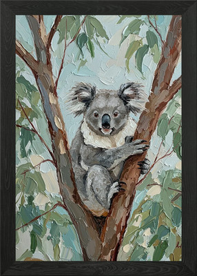 Koala in a Eucalyptus Tree Framed Wall Art Poster Canvas Print Picture