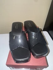 New Top Moda Comfort Black Chunky Heel Sandals Women’s Size 8