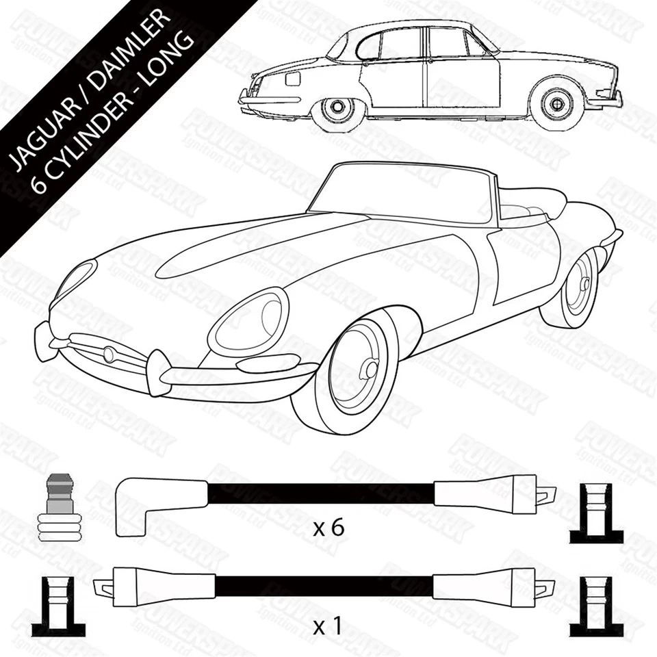 Jaguar 6 Cylinder HT Leads 8mm Black Performance Double Silicone Extended Length - Image 2 of 4