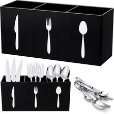 Acrylic Cutlery Storage Organizer Bin Silverware Caddy Countertop Knife Spoon