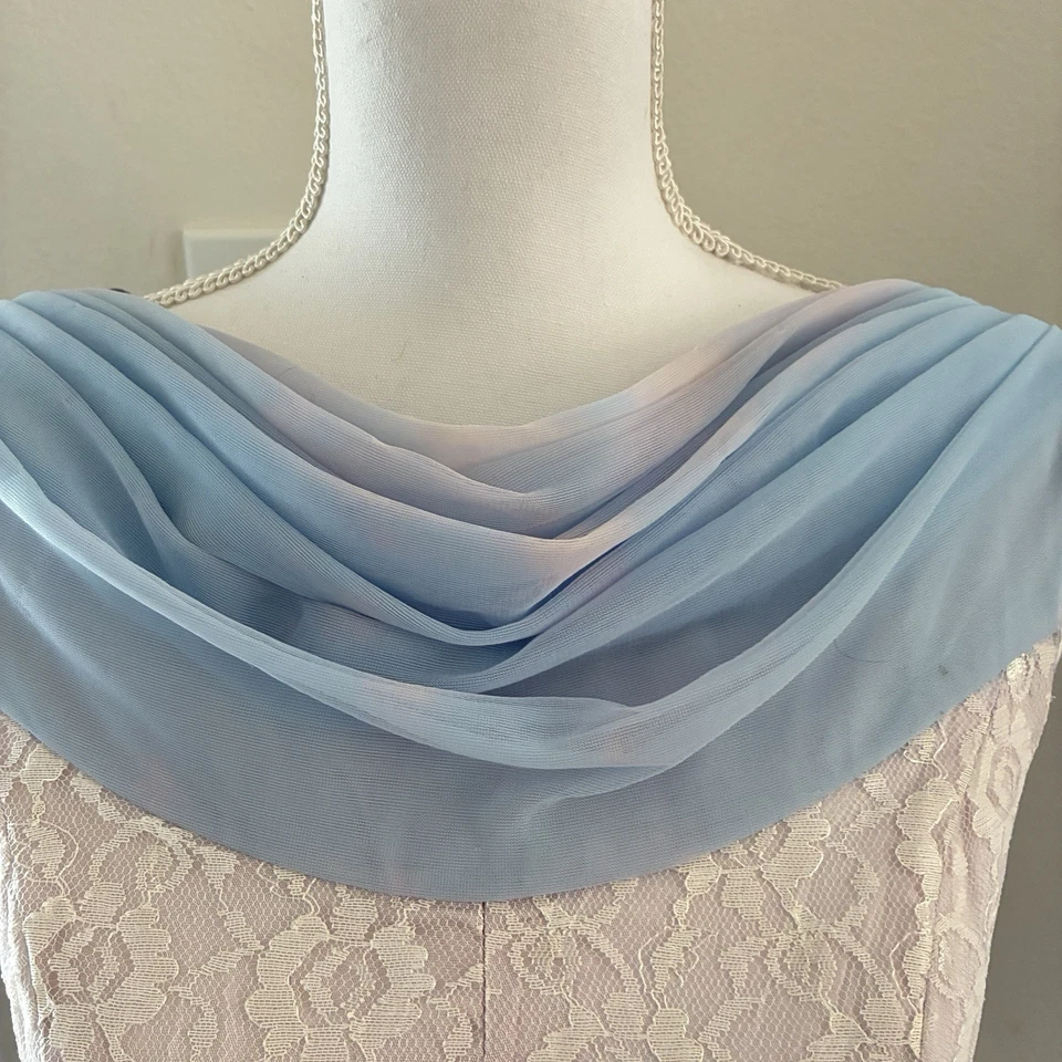 VINTAGE Handmade Party Dress with Chiffon Collar Drape - Image 3 of 4