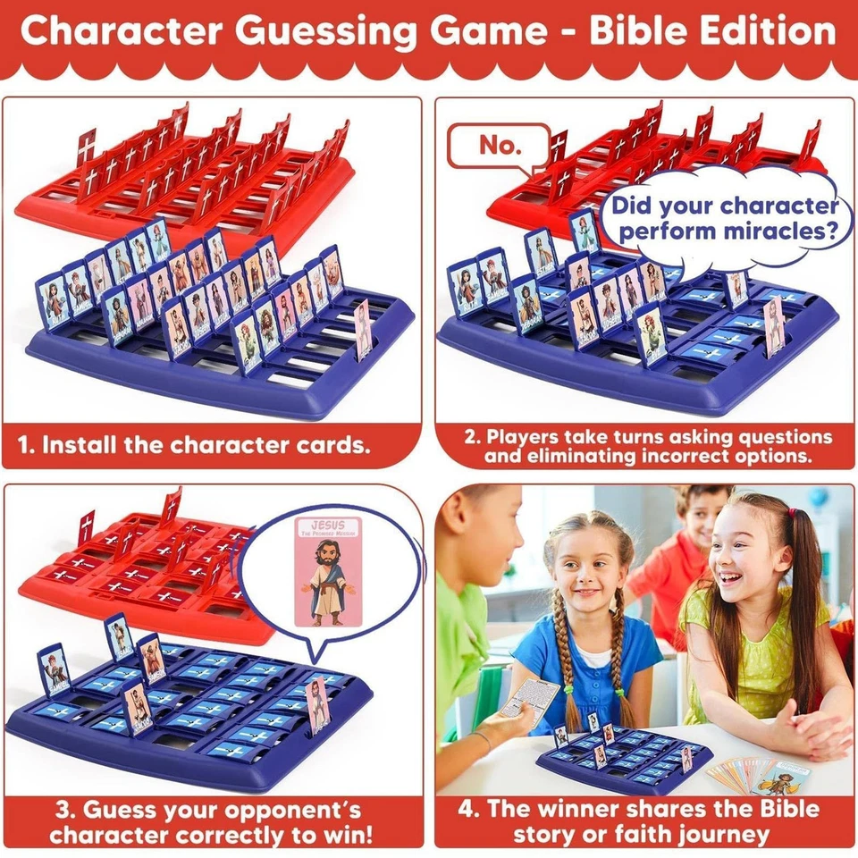 Adivina Biblia Quién Soy Juegos de Mesa para Niños Clásicos 24 Personajes Juguete Interactivo Foto 4 de 4