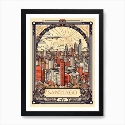 Santiago, Chile, Tarotkarte Reise gerahmt Wandbild Poster Leinwanddruck Bild