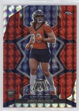 2022 Panini Mosaic Rookies Red Mosaic Prizm Greg Dulcich #359 11nu