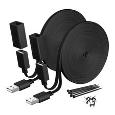 Flat USB A Extension Cable for Security Cameras 20FT/6M 2Pack,Black