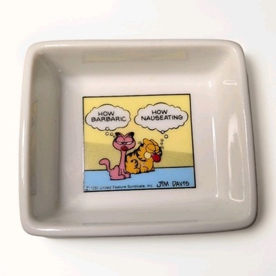 Vintage Garfield Cat Arlene Enesco Trinket Box 1980 Jim Davis Cartoon E-7412 HTF