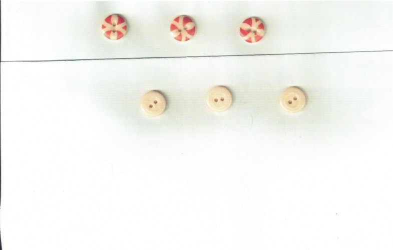 ORANGE CALICO BUTTON - TWO HOLE - 3 IDENTICAL BUTTONS- SUPER NICE!