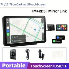 7" Portable Car Stereo Radio Wireless Apple CarPlay Android Auto Touch Screen