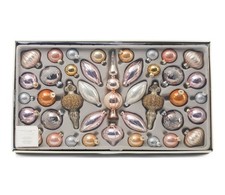 Christian Siriano Ornament Set Glass 40 Pc with Tree Topper Metallic Glass NEW