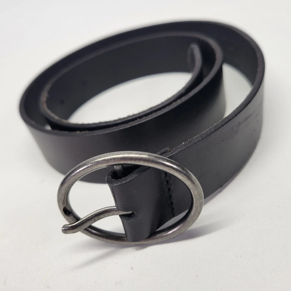 American Eagle Outfitters Leather Belt 28 30 Oval Buckle Black - Image 4 of 4