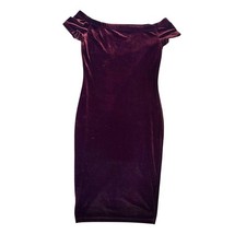 Lovely day Off-Shoulder Velvet Bodycon stretchy Dress in Deep Wine size Large
