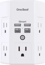 5 Outlet Extender Surge Protector Multi Plug Wall Adapter USB Charger Ports with