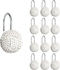 Sunlit Boho Knots Shower Curtain Hooks, Home Decorative White