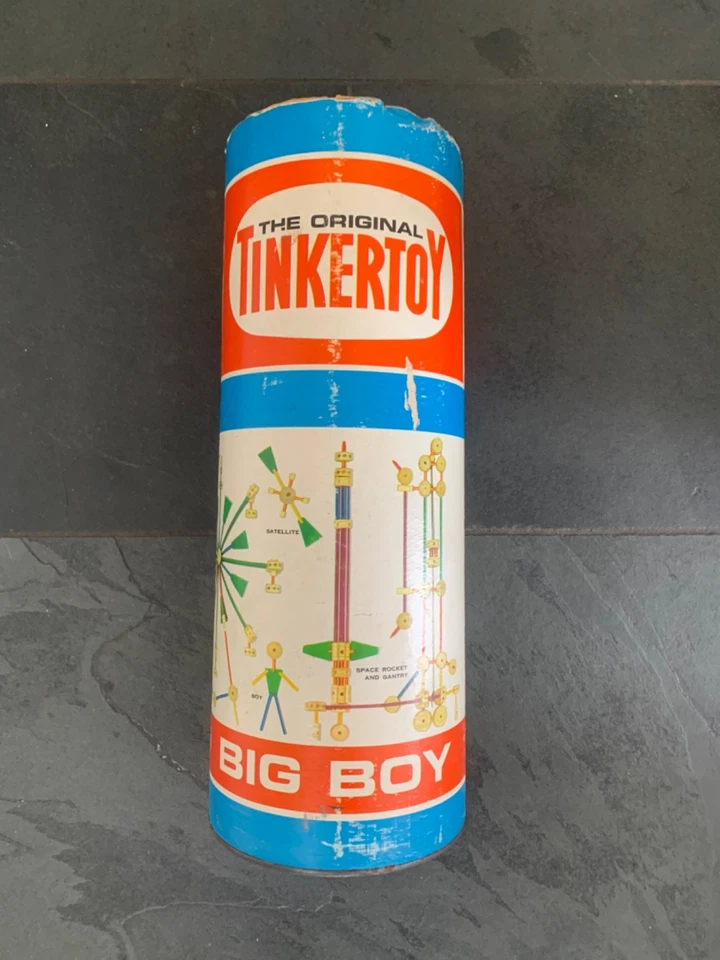 Vintage Tinker Toy Sets Cans No. 155 Big Boy and No. 136 major - Image 3 of 4